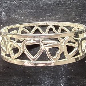 Silver Heart Hinged Cuff Bracelet